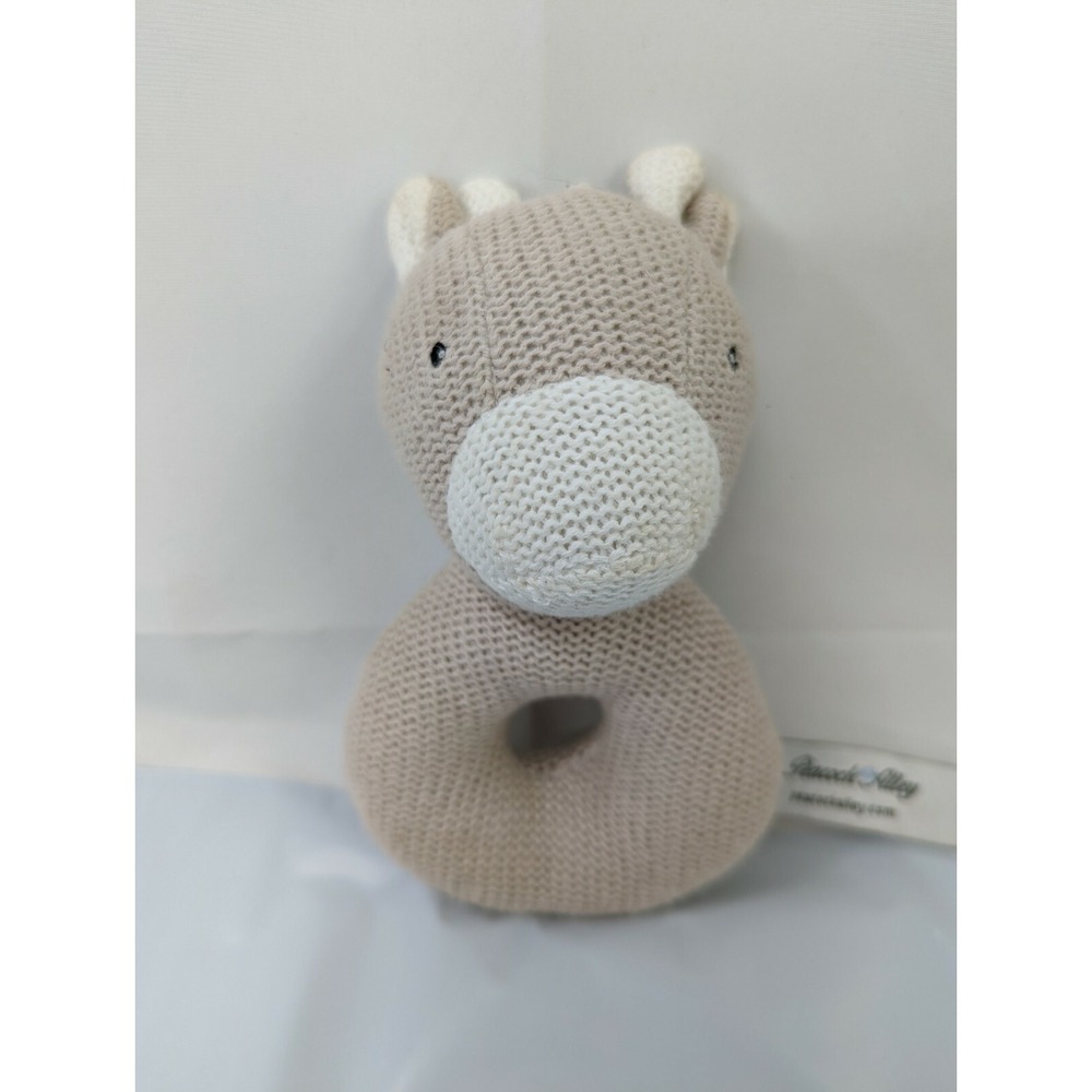 Peacock Alley Giraffe Rattle Plush Ring 6 Inch Knit Stuffed Animal Toy